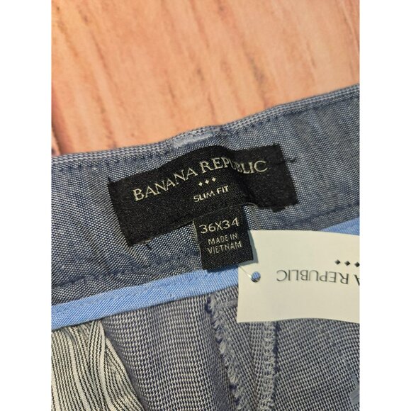 Banana Republic Mens Slim Stretch Pants 36x34 Blue Slim Fit NWT - Picture 5 of 9